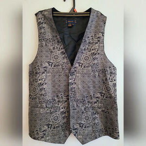 Vintage Bialucci grey‎ vest, grey and black print waistcoat (C602) Size S Men